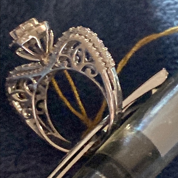 Dimond Ring 14K white solid gold Women's Ring elegant and chic - Picture 4 of 12